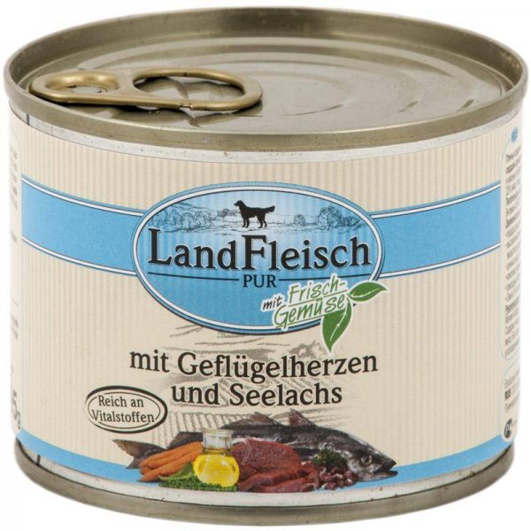 Landfleisch Dog Pur Geflügelherzen & Seelachs 195g
