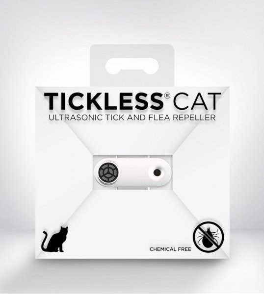 TickLess MINI Cat wiederaufladbares Ultraschallgerät gegen Zecken & Flöhe für Katzen - Weiss