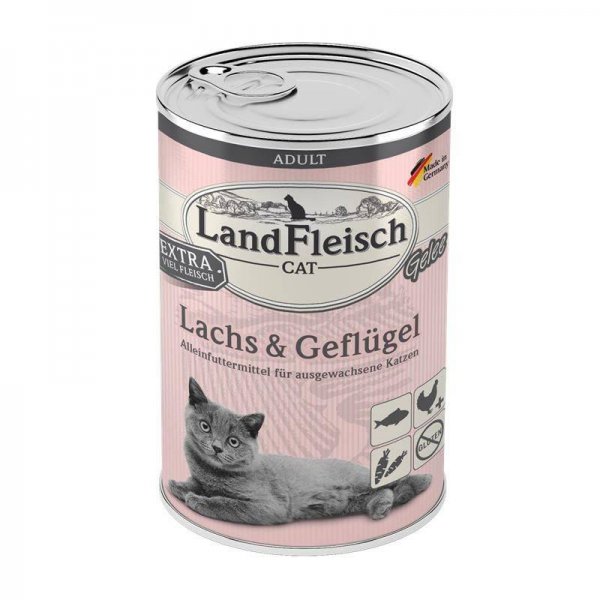 LandFleisch Cat Adult Gelee mit Lachs & Geflügel 400 g