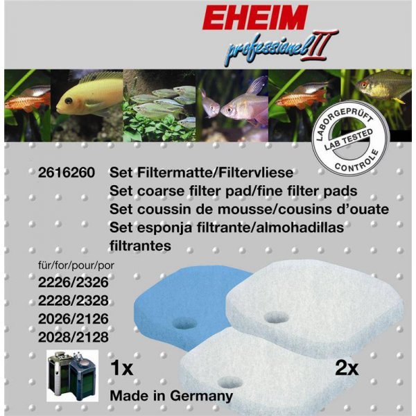 EHEIM Set 1 x Filtermatte & 2 x Filtervlies für 2026-2128 professionel II & 2226-2328