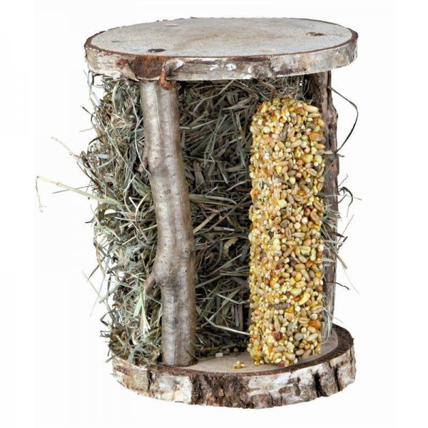 Trixie Holzturm mit Heu & Knusperstange, 13 × 17 × 13 cm, 110 g
