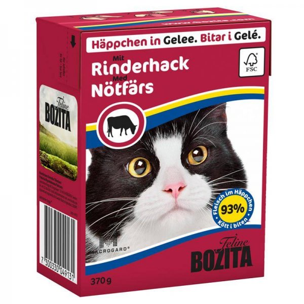Bozita Cat Tetra Recard Häppchen in Gelee Rinderhack 370g