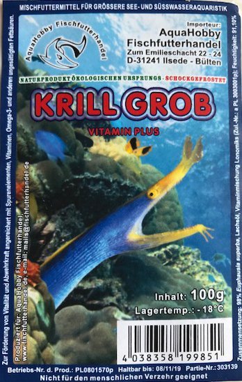 Krill Grob Frostfutter mit Vitaminen für alle Seewasserfische und große Süßwasserfische