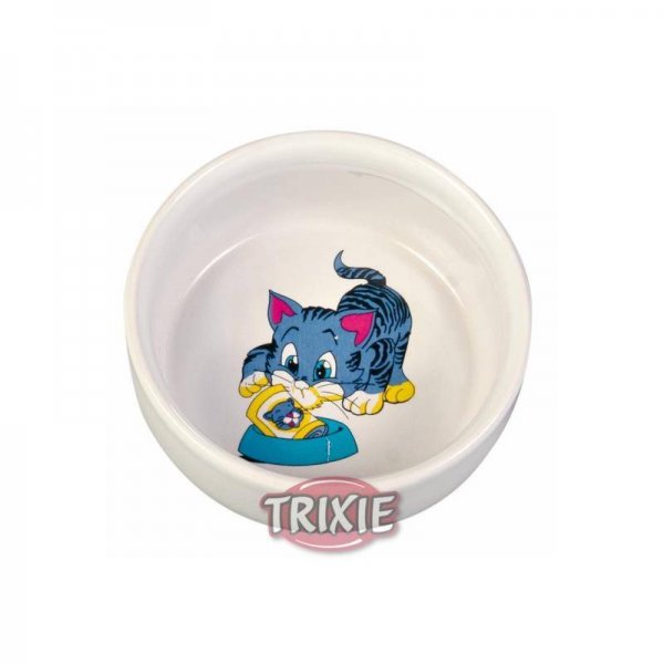 Trixie Napf mit Motiv, Katze, Keramik 0,3 l 11 cm, weiß