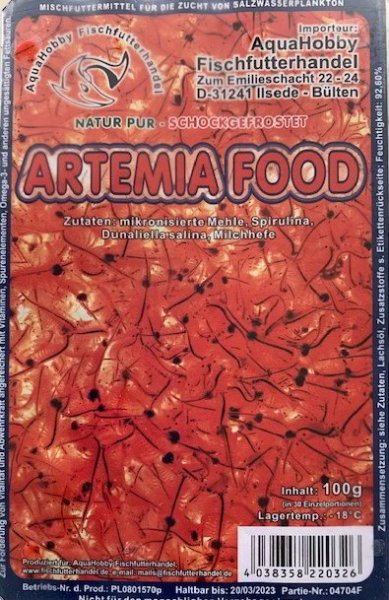 Artemia Food zur Fütterung von Salinekrebse - Frostfutter 100g