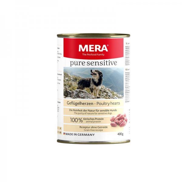 MeraDog Pure Sensitive Meat Geflügelherzen 400g-Dose